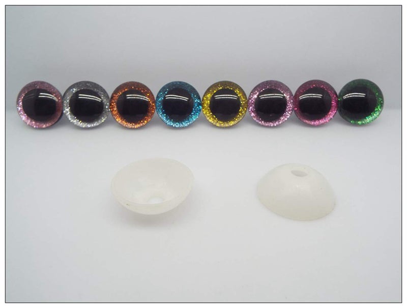 تينسيري 50 قطعة 12 مللي متر عيون أمان بلاستيكية لامعة عيون نصف دائرية ممتازة للعبة الدمية دمية دب صناعة يدوية (فضية) - Image 4